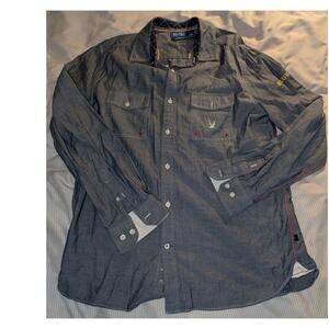 Nautica Blue Sail Chambray Button down Shirt Size Large